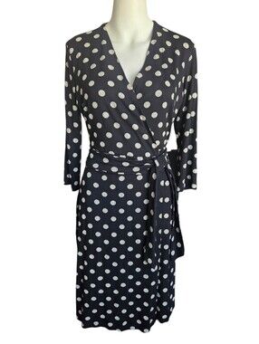 Sade New York Martey Jersey Knit Polka Dot Wrap Kentucky Derby Dress Sz 6